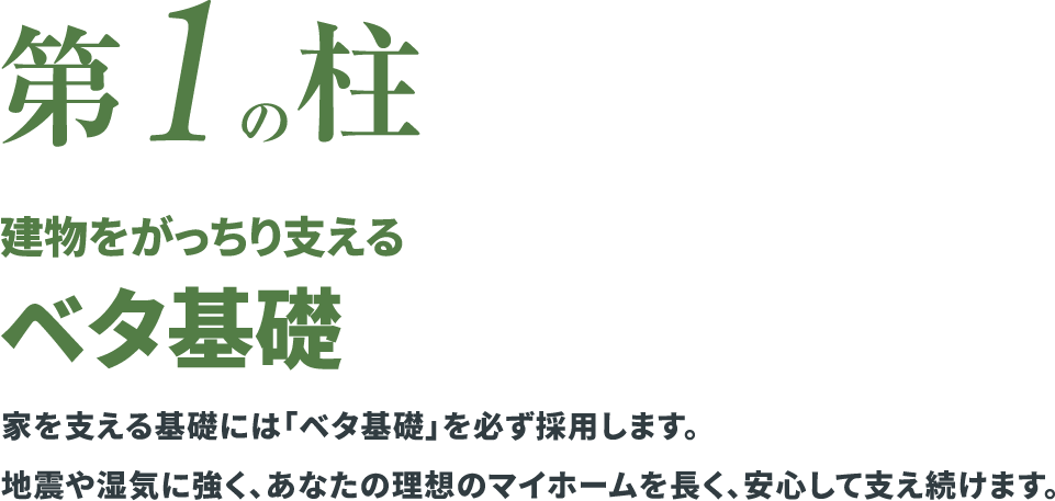 第1の柱 建物をがっちりさせるベタ基礎