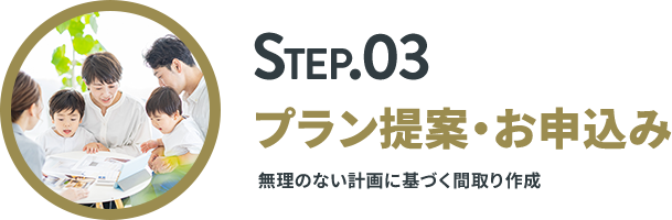 STEP.03 プラン提案・お申込み 無理のない計画に基づく間取り作成