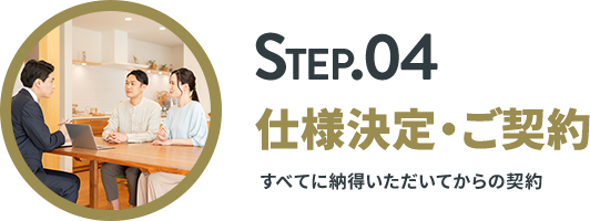 STEP.04 仕様決定・ご契約 すべてに納得いただいてからの契約
