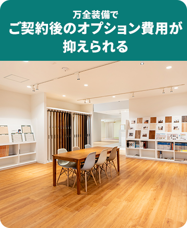 万全装備でご契約後のオプション費用が抑えられる