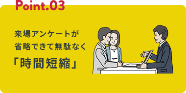Point.03 来場アンケートが省略できて無駄なく 「時間短縮」