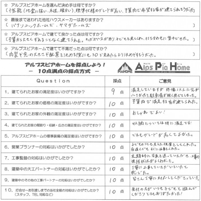 丁寧な説明と提案で、初めてでも安心して家づくりができました
