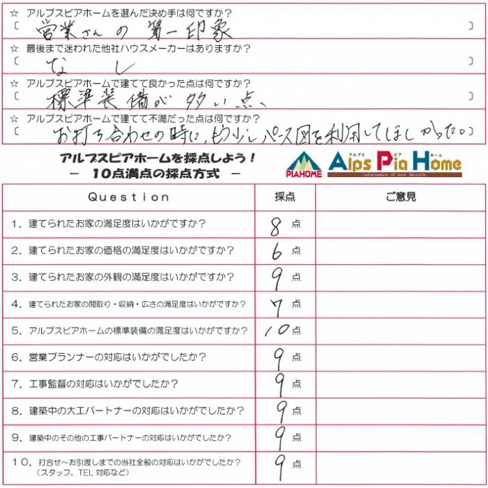 営業担当の第一印象の信頼感から始まった家づくり