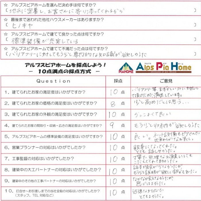 バリアフリーの難しい要望にも対応していただき、満足しています