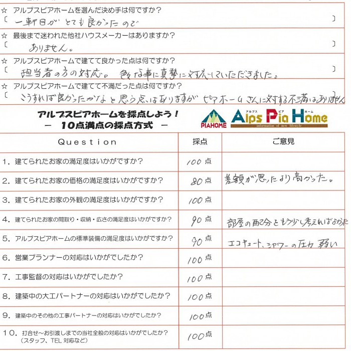 2軒目もピアホームさんでという期待にしっかり応えていただき感謝しております