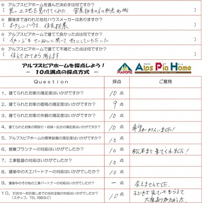 ていねいに話を聞いていただき、希望どおりの住宅になりました